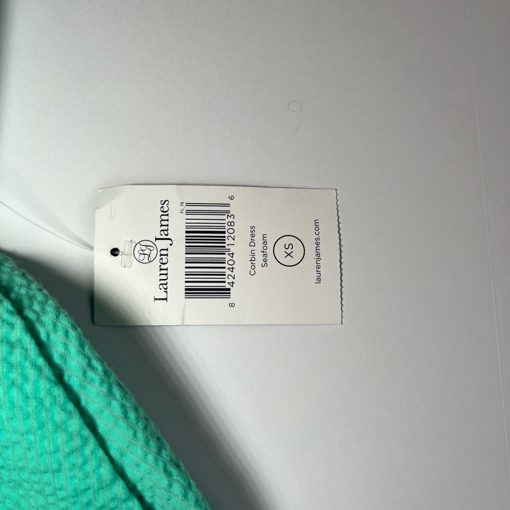 NWT Lauren James “The Corbin” strapless dress w bow back women’s XS Seersucker - Picture 8 of 8
